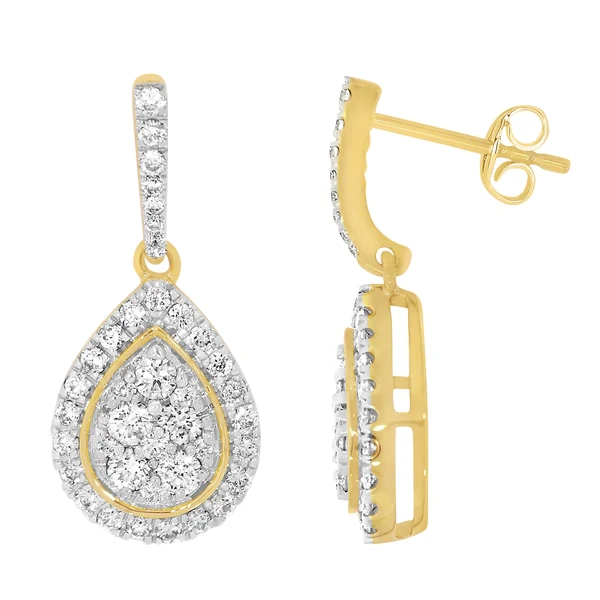 9ct Yellow Gold 1 Carat Diamond Pear Shape Drop Earrings – Shiels Jewellers