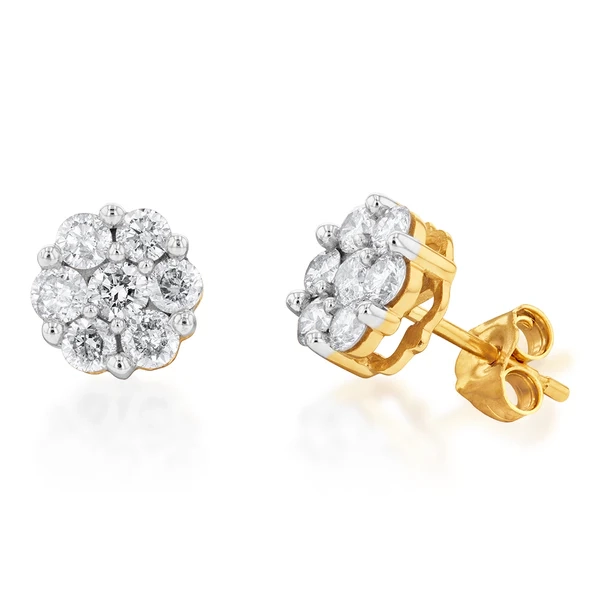 9ct Yellow Gold 1 Carat Diamond Stud Earrings – Shiels Jewellers