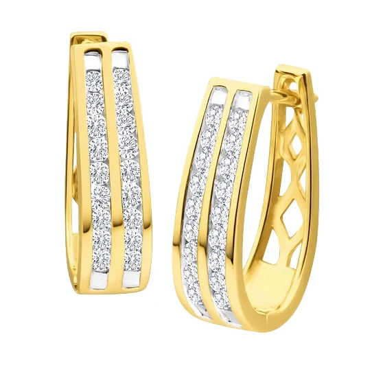 9ct Yellow Gold 1/2 Carat Diamond Double Row Hoop Earrings – Shiels Jewellers