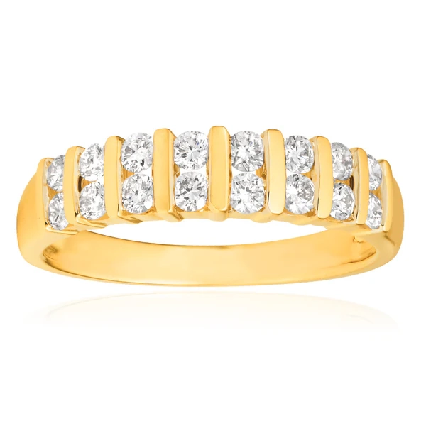 9ct Yellow Gold 1/2 Carat Double Row Channel Set Diamond Ring – Shiels Jewellers