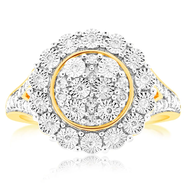 9ct Yellow Gold 1/5 Carat Diamond Disc Dress Ring – Shiels Jewellers