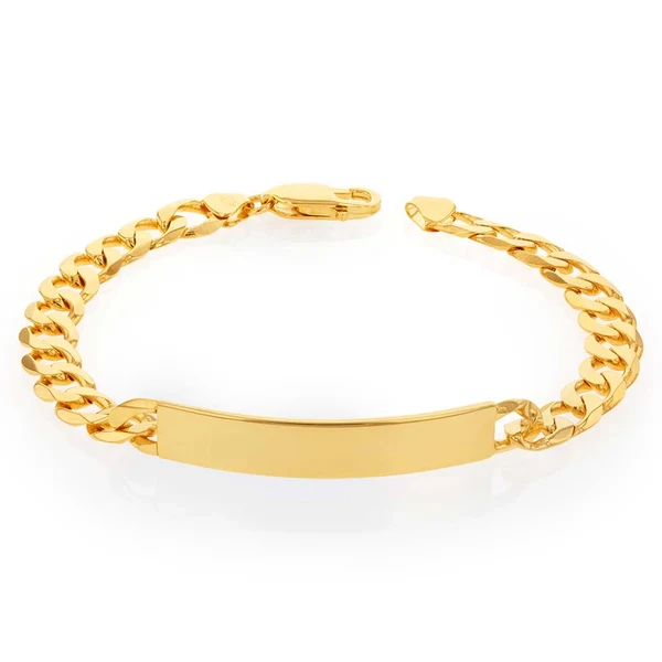 9ct Yellow Gold 190 Guage Curb ID Bracelet 21cm – Shiels Jewellers