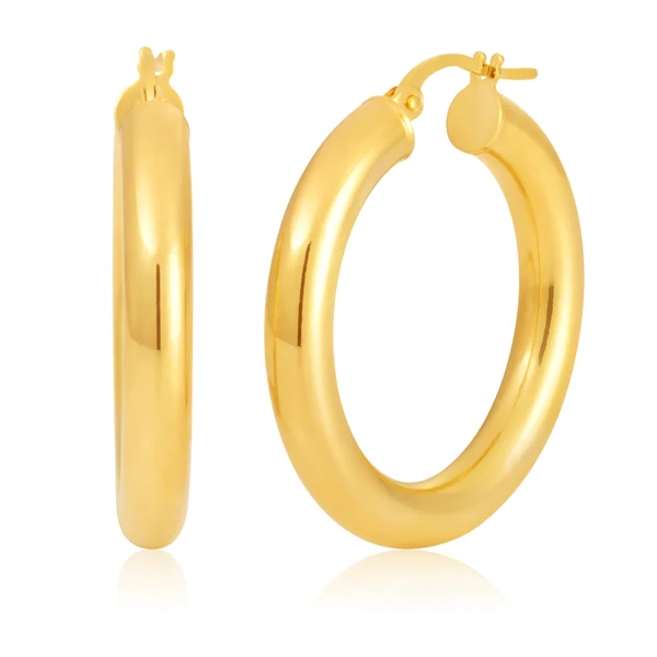 9ct Yellow Gold 20mm Plain Hoops – Shiels Jewellers