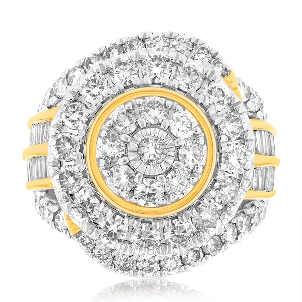 9ct Yellow Gold 3.05 Carat Diamond Ring with Brilliant and Tapered Bag – Shiels Jewellers