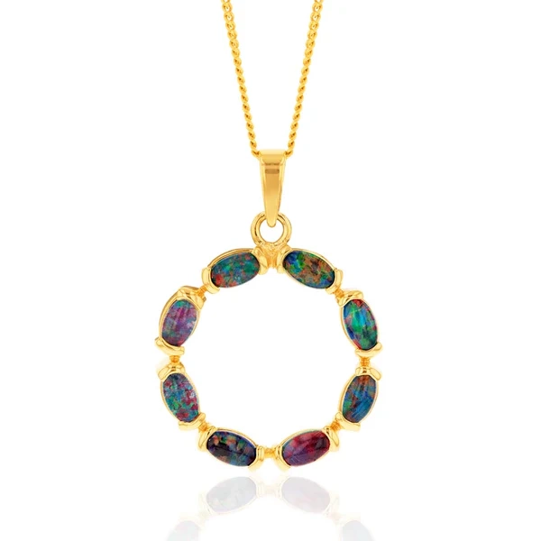 9ct Yellow Gold 5x3mm Triplet Opal Circle of Life Pendant – Shiels Jewellers