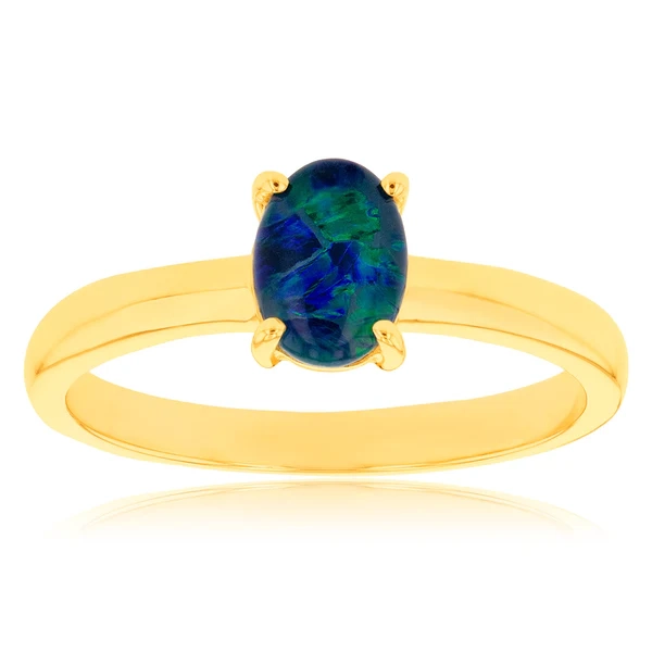 9ct Yellow Gold 7x5mm Opal Oval Ring *Resize 1-2 Sizes Only* – Shiels Jewellers