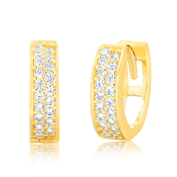 9ct Yellow Gold 8mm Cubic Zirconia Pave Huggie Earrings – Shiels Jewellers