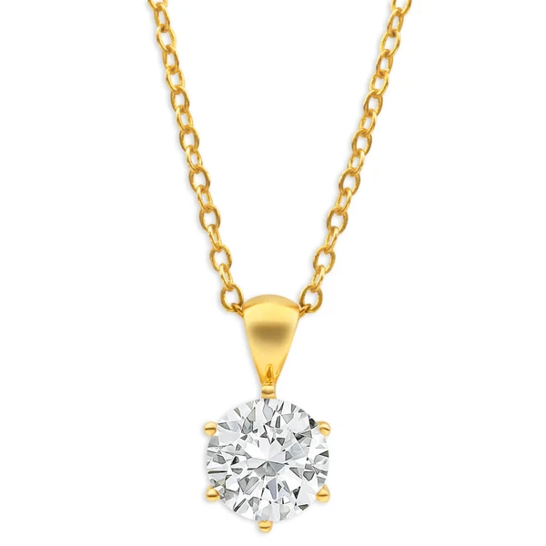 9ct Yellow Gold 8mm Cubic Zirconia Pendant – Shiels Jewellers