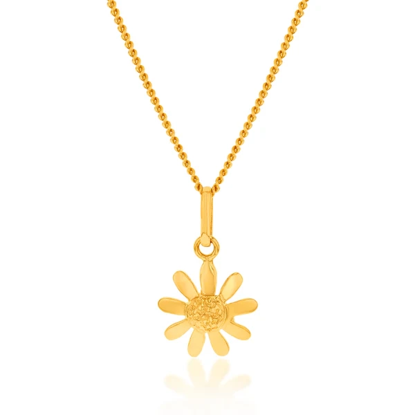 9ct Yellow Gold 9mm Flower Pendant – Shiels Jewellers