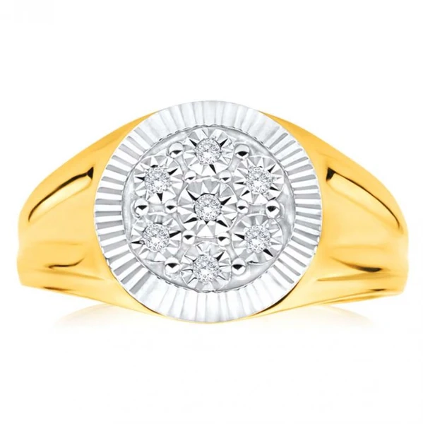 9ct Yellow Gold And Rhodium Gents Diamond Ring – Shiels Jewellers