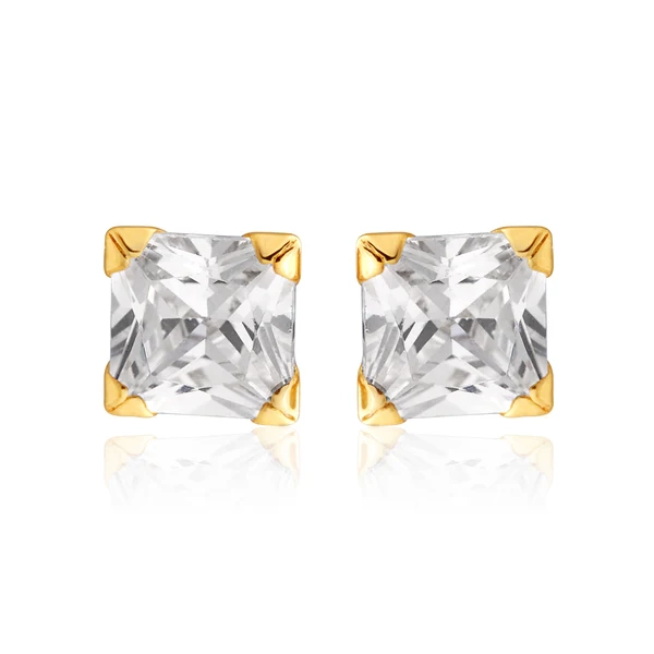 9ct Yellow Gold Cubic Zirconia 4mm Princess Stud Earrings – Shiels Jewellers