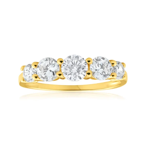 9ct Yellow Gold Cubic Zirconia 5 Stone Graduated Ring – Shiels Jewellers