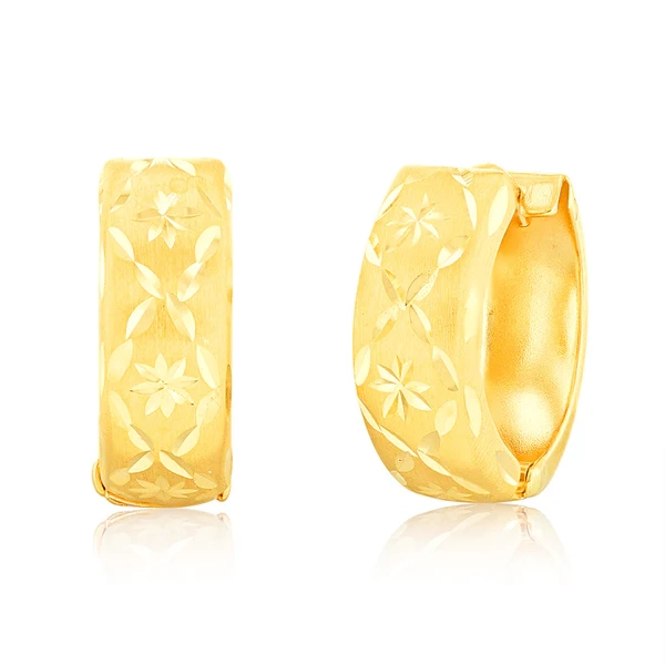 9ct Yellow Gold Dia Cut Huggie Hoop Earrings – Shiels Jewellers