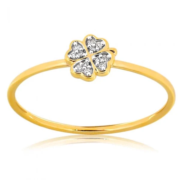 9ct Yellow Gold Diamond 4 Leaf Clover Ring with 12 Brilliant Diamonds – Shiels Jewellers