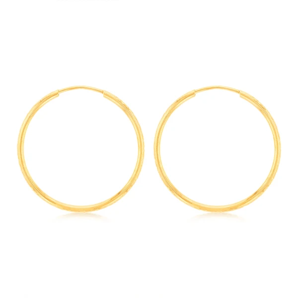 9ct Yellow Gold Diamond-Cut Hoops 25mm – Shiels Jewellers