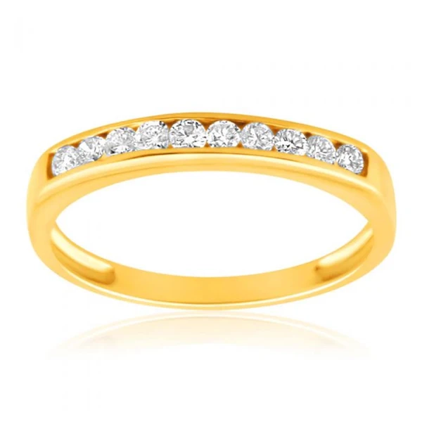 9ct Yellow Gold Diamond Ring Set with 10 Brilliant Diamonds – Shiels Jewellers