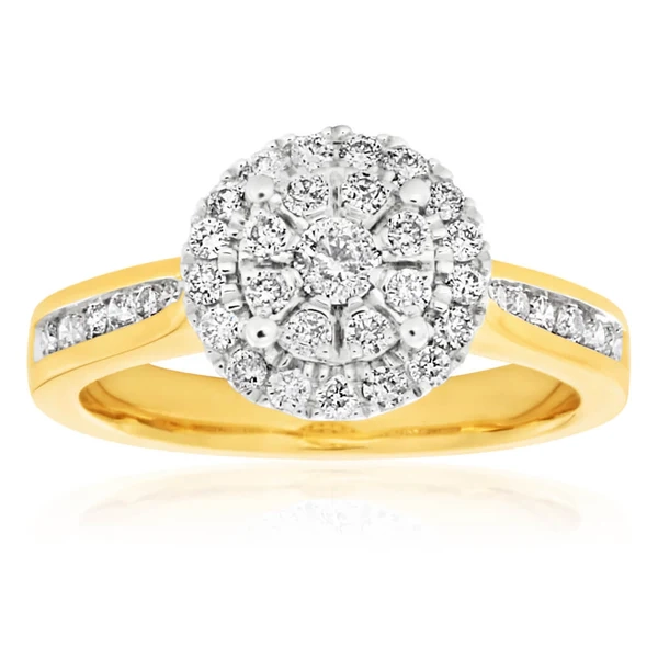 9ct Yellow Gold Diamond Ring Set with 1/2 Carat 38 Stunning Brilliant  – Shiels Jewellers