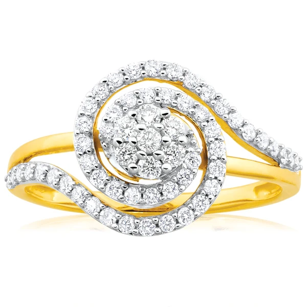 9ct Yellow Gold Diamond Ring Set with 59 Stunning Brilliant Diamonds – Shiels Jewellers