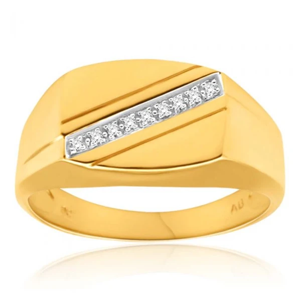 9ct Yellow Gold Diamond Ring Set with 9 Stunning Brilliant Diamonds – Shiels Jewellers