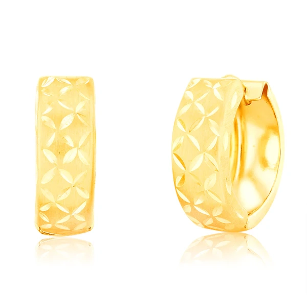 9ct Yellow Gold Dicut Huggie Hoop Earrings – Shiels Jewellers