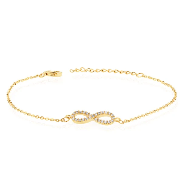 9ct Yellow Gold "Everlasting Love" 19cm Zirconia Infinity Bracelet – Shiels Jewellers