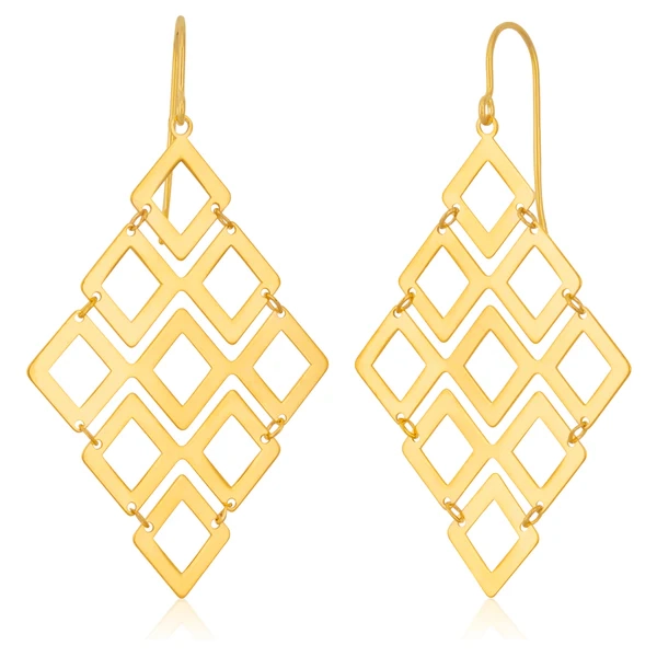 9ct Yellow Gold Filled Diamond Shape Chandelier Drop Earrings – Shiels Jewellers