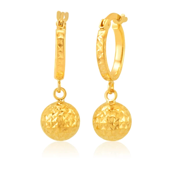 9ct Yellow Gold hoops with Dangling Bead Feature Earrings – Shiels Jewellers