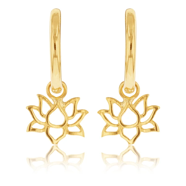 9ct Yellow Gold Lotus On Sleeper Earrings – Shiels Jewellers