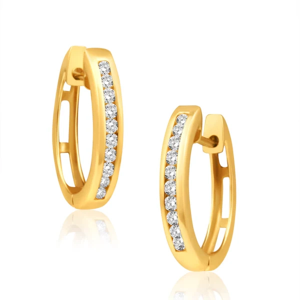 9ct Yellow Gold Luxurious Diamond Hoop Earrings – Shiels Jewellers