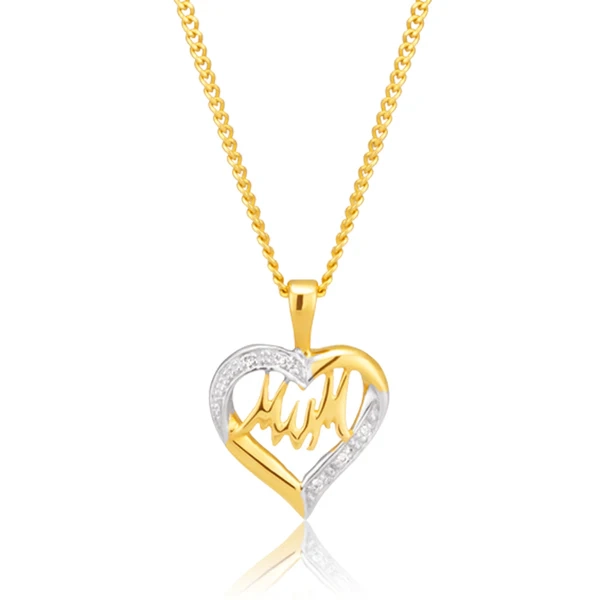 9ct Yellow Gold Mum Diamond Heart Pendant – Shiels Jewellers