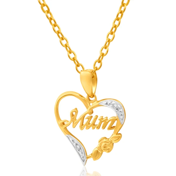 9ct Yellow Gold Mum Diamond Pendant – Shiels Jewellers