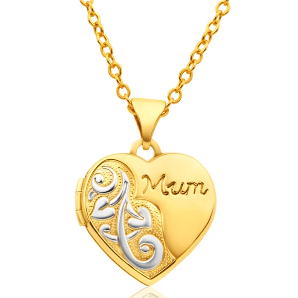 9ct Yellow Gold 'Mum' Floral Heart Locket – Shiels Jewellers