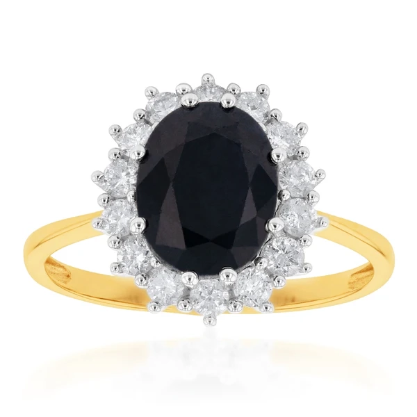 9ct Yellow Gold Natural Sapphire 2.50 Carat 9X7mm Oval with 0.50 Carat – Shiels Jewellers