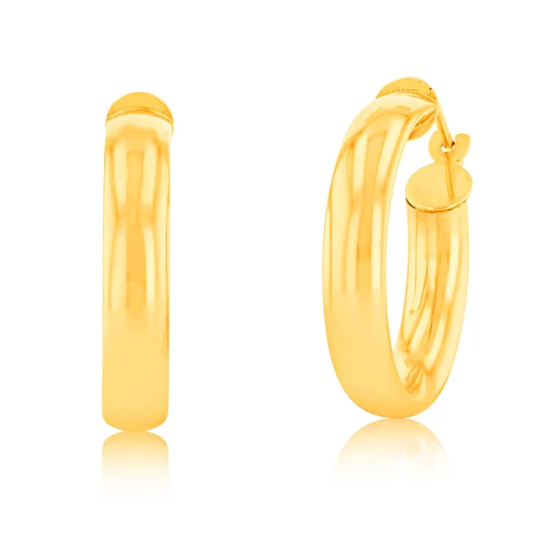 9ct Yellow Gold Plain 15mm Hoops Earrings – Shiels Jewellers