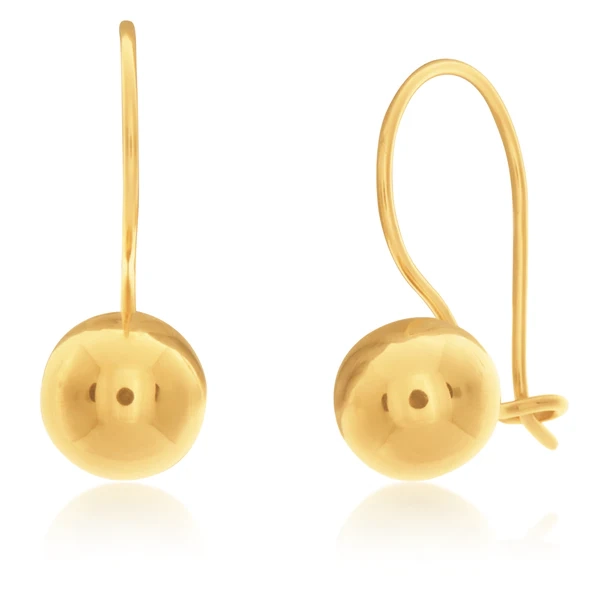 9ct Yellow Gold Plain Ball Earwire Earrings – Shiels Jewellers