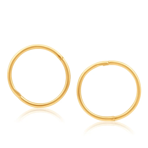 9ct Yellow Gold Plain Sleeper Earrings 13mm – Shiels Jewellers