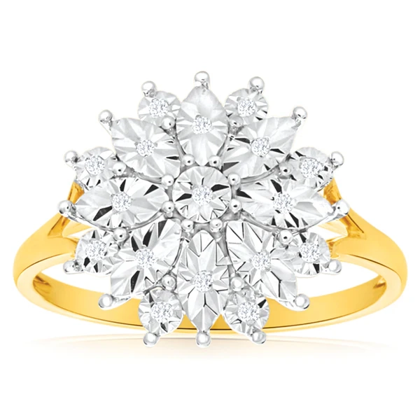 9ct Yellow Gold Ring With 19 Diamonds – Shiels Jewellers