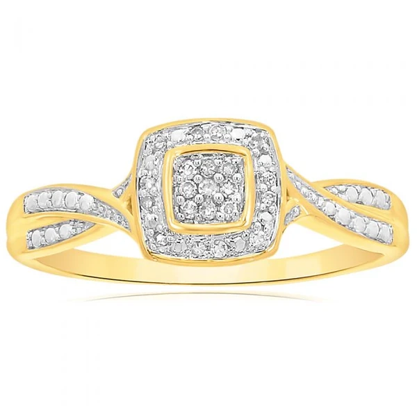 9ct Yellow Gold Ring With 21 Brilliant Cut Diamonds – Shiels Jewellers