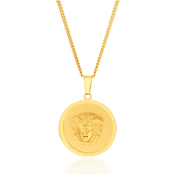 9ct Yellow Gold Round Medusa Pendant – Shiels Jewellers