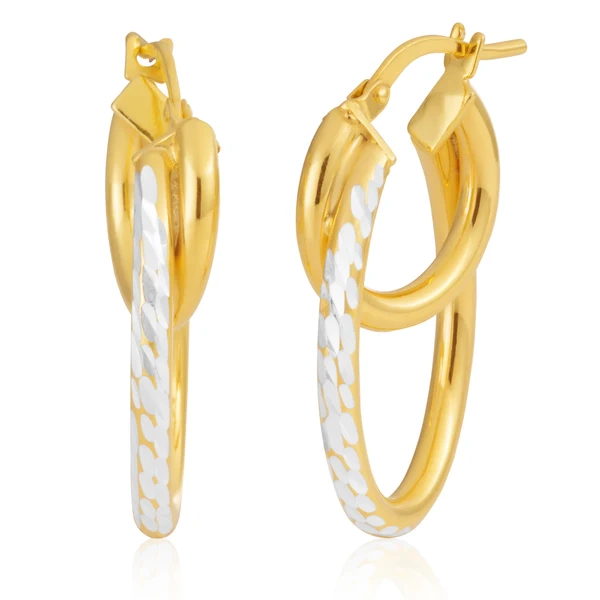 9ct Yellow Gold Silver Filled 25mm Double Hoop Earrings – Shiels Jewellers