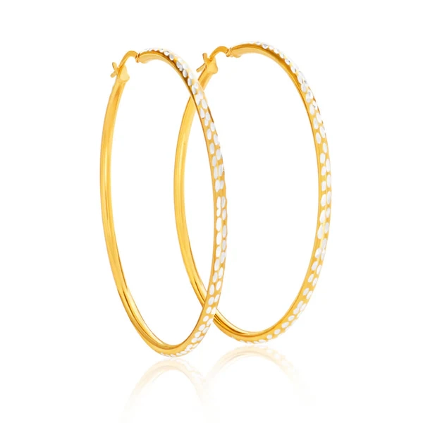 9ct Yellow Gold Silver Filled 50mm Hoop Earrings with diamond cut feat – Shiels Jewellers