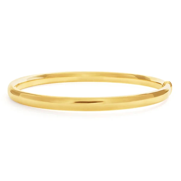 9ct Yellow Gold Silver Filled 6mm x 70mm Bangle – Shiels Jewellers