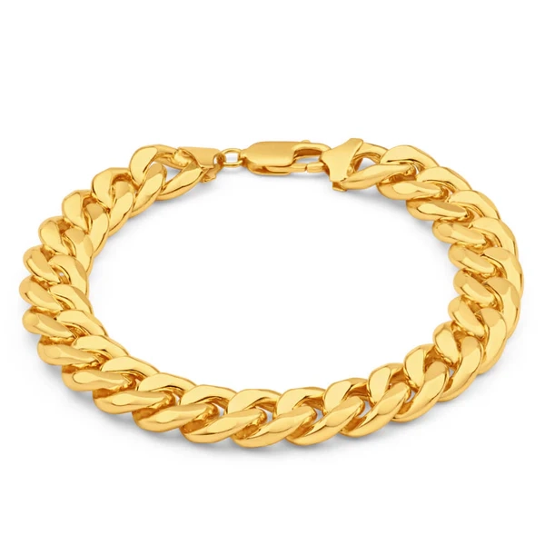 9ct Yellow Gold Silver Filled Concave 21cm Curb Bracelet – Shiels Jewellers