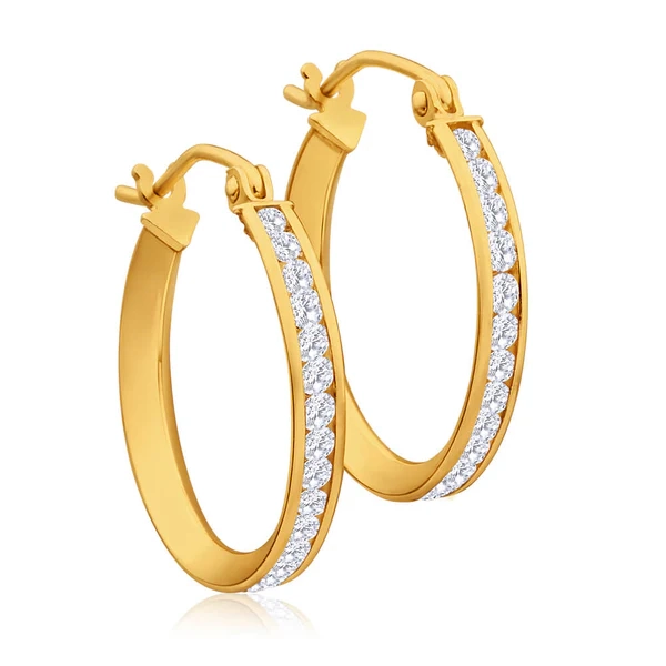 9ct Yellow Gold Silver Filled Cubic Zirconia 18mm Hoop Earrings – Shiels Jewellers