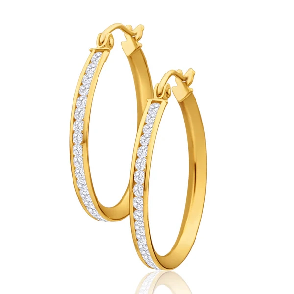 9ct Yellow Gold Silver Filled Cubic Zirconia 23mm Hoop Earrings – Shiels Jewellers