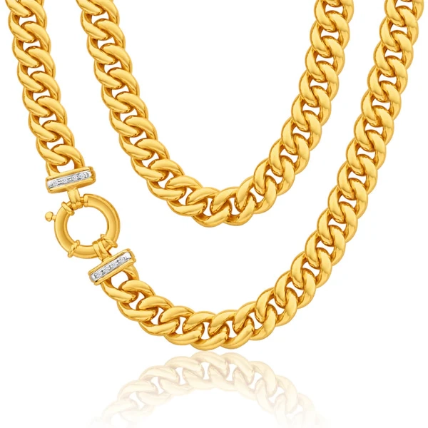 9ct Yellow Gold Silver Filled Cubic Zirconia 50cm Curb Chain – Shiels Jewellers