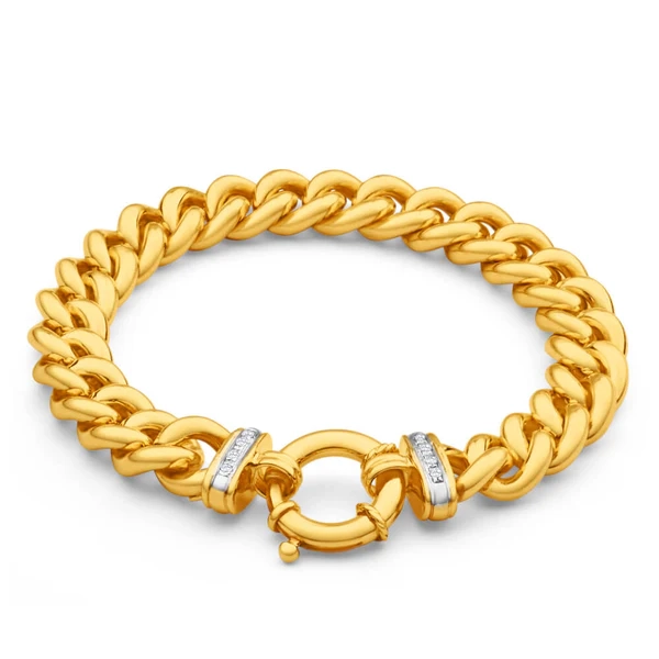 9ct Yellow Gold Silver Filled Cubic Zirconia Curb Bracelet – Shiels Jewellers