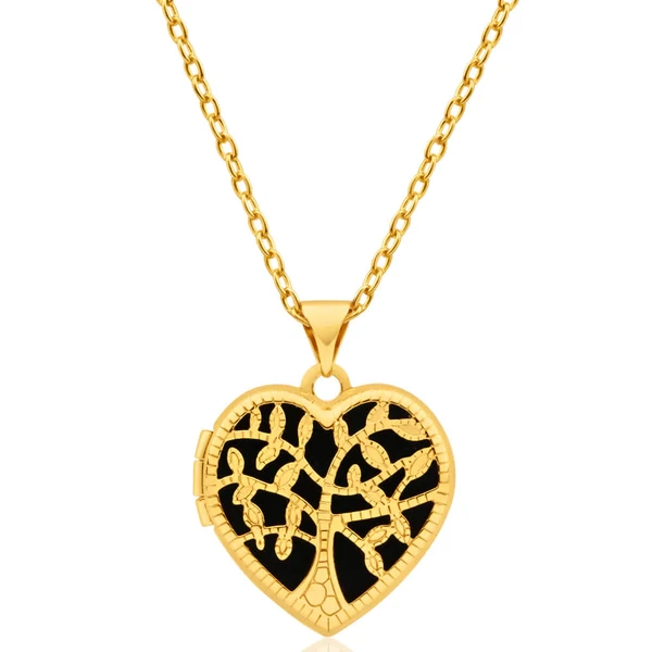 9ct Yellow Gold Silver Filled Heart Shaped filigree Tree of Life 18mm  – Shiels Jewellers