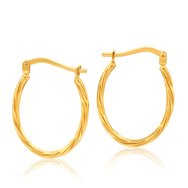 9ct Yellow Gold Silver Filled Oval Twist Hoop Earrings – Shiels Jewellers