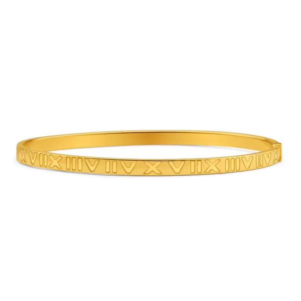 9ct Yellow Gold Silver Filled Roman Numeral Bangle – Shiels Jewellers